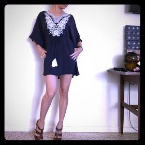 Unique Navy Shirt/Dress with waist tie